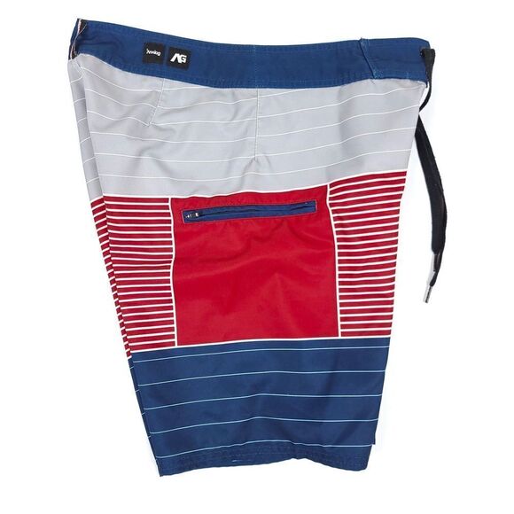 ANALOG Color Block Striped Board Shorts Swim Trunks Flag Red White Blue Mens 31 - Picture 3 of 9